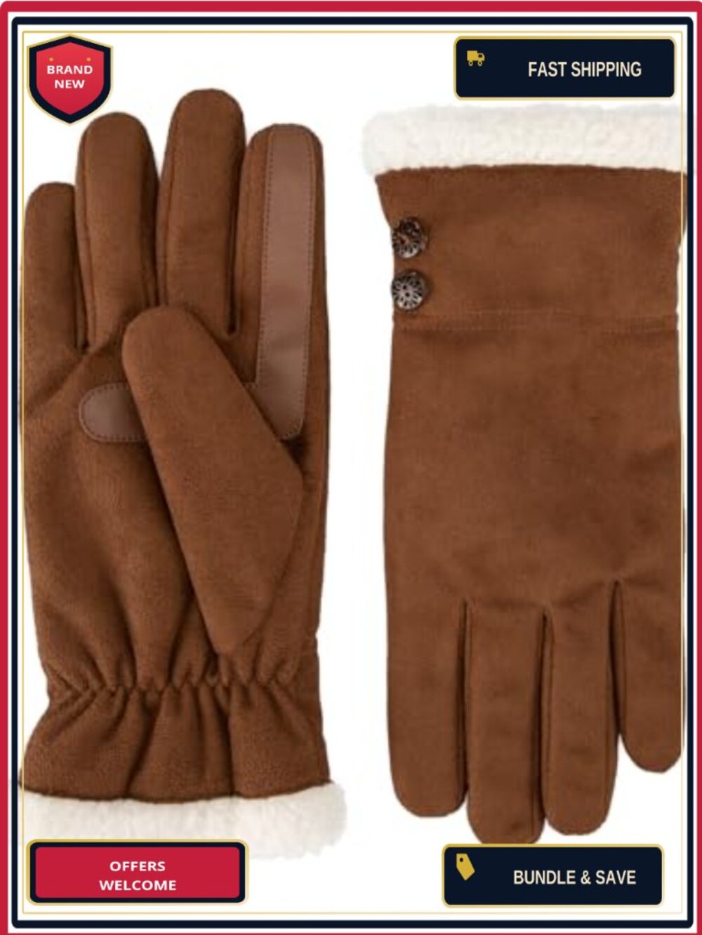 Isotoner Women's Water Repellent Touchscreen Microsuede Sherpa Lined Gloves